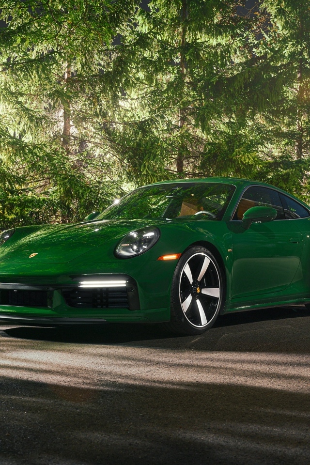 Зеленый автомобиль Porsche 911 Sport Classic 2023 года