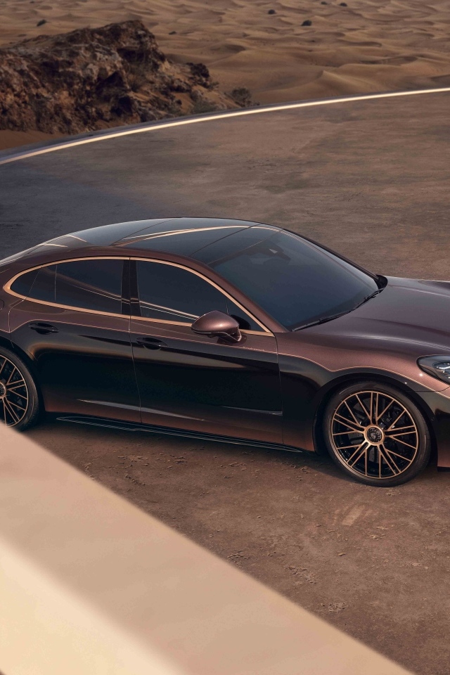 Вид сверху на автомобиль Porsche Panamera Turbo E-Hybrid Sonderwunsch 2024