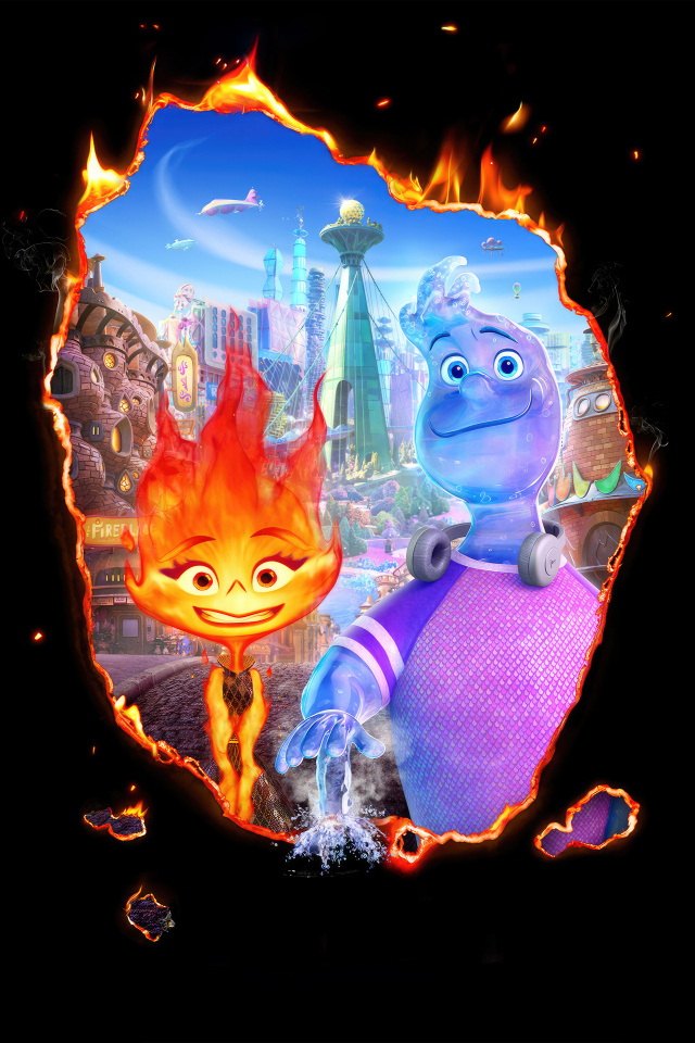 Постер мультфильма Элементарно на черном фоне