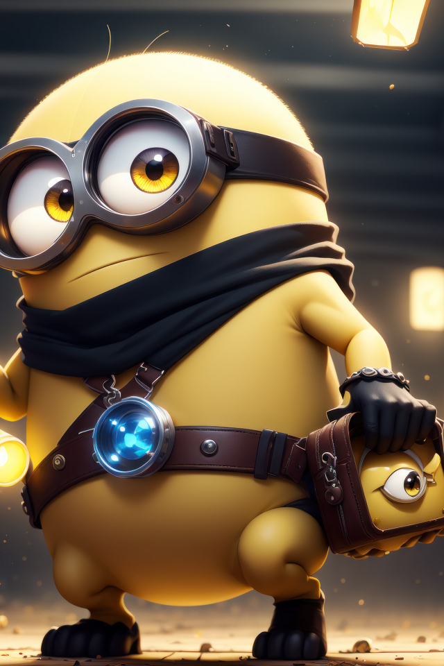 Желтый миньон в комнате