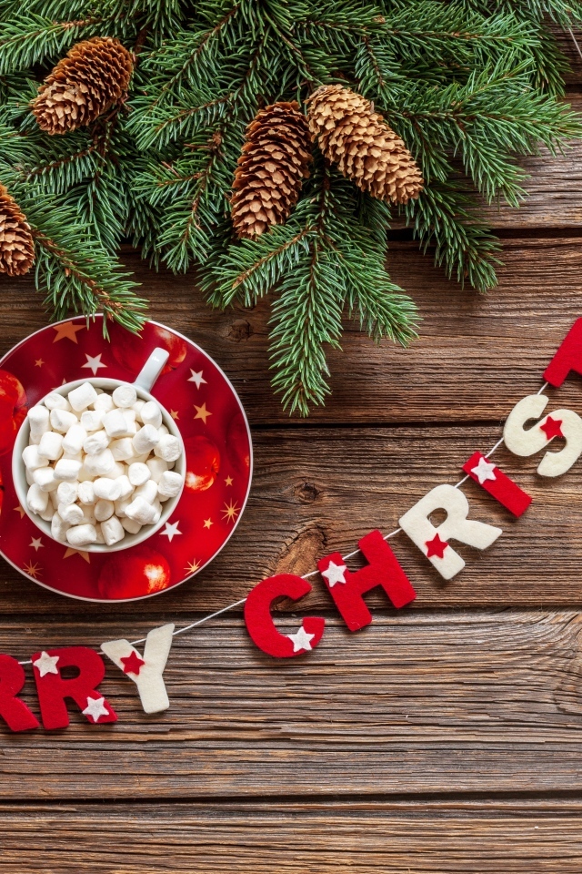 Открытка на Рождество с еловыми ветками