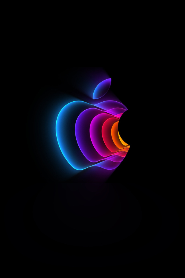 Разноцветный логотип Apple на черном фоне