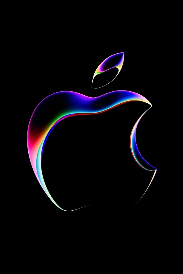 Неоновый логотип  Apple на черном фоне