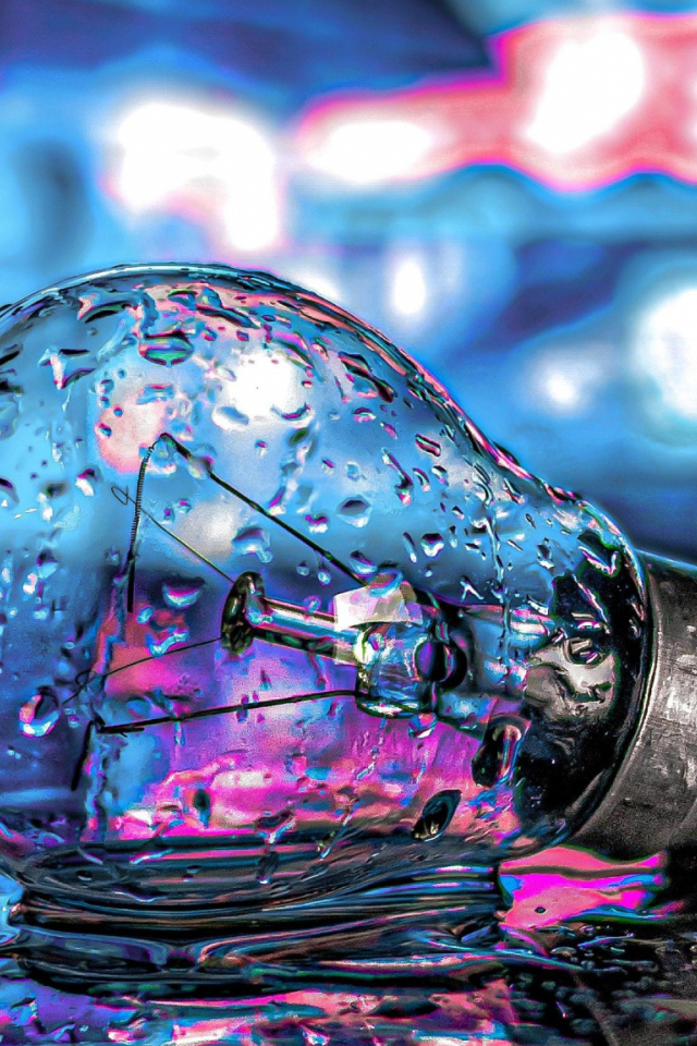 Стеклянная лампочка лежит на мокрой дороге