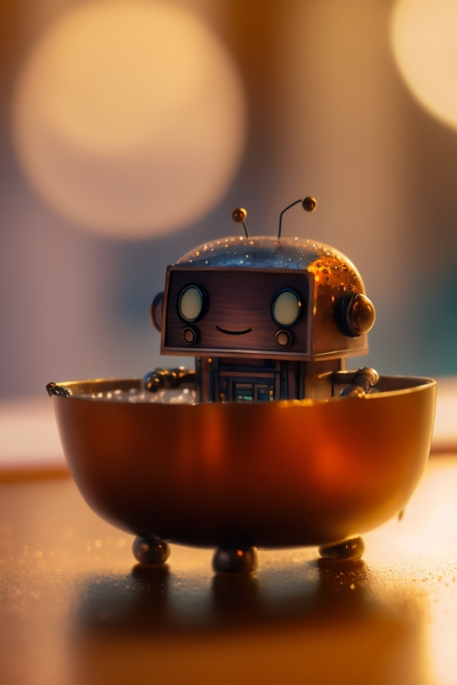 Фигурка маленького робота на столе