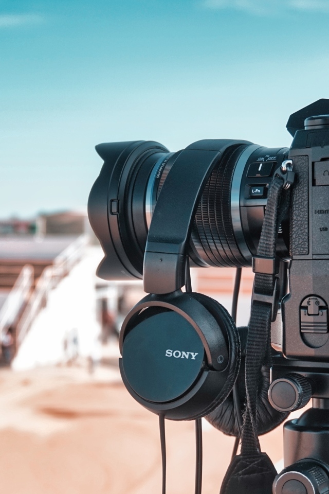 Профессиональный фотоаппарат Сони крупным планом