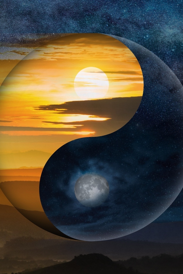 Символ инь и янь в небе