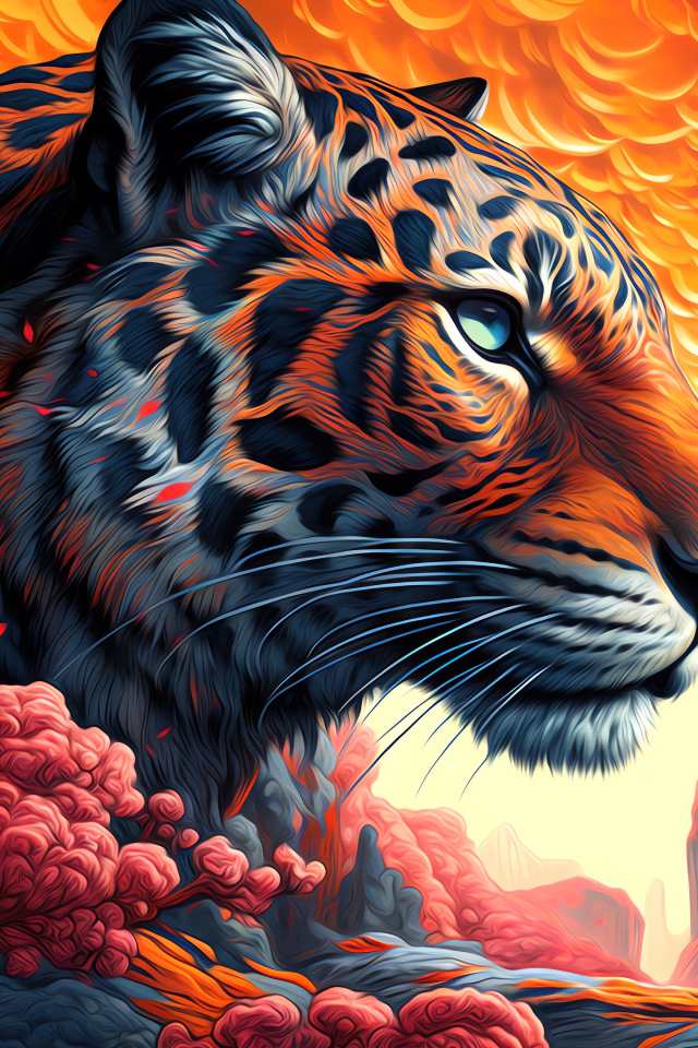 Красивый нарисованный пятнистый леопард