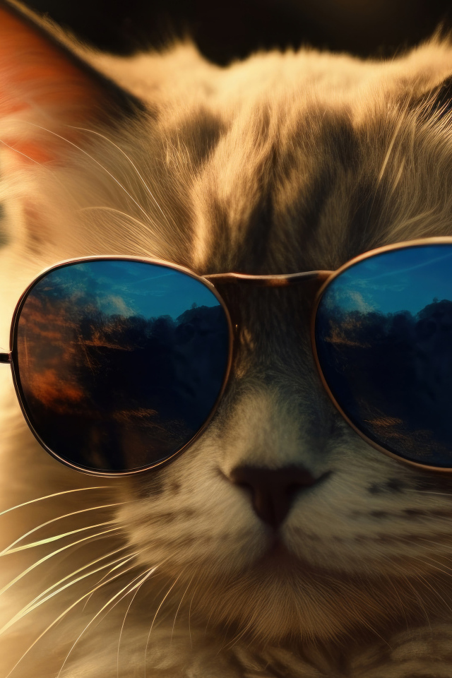 Кот в черных солнцезащитных очках