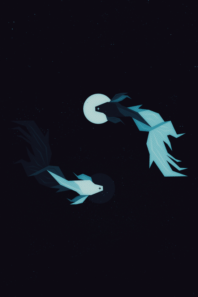 Нарисованные рыбы на черном фоне