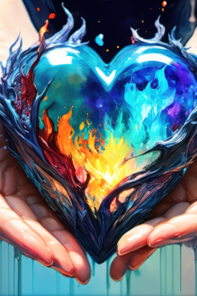 Нарисованное сердце в ладонях