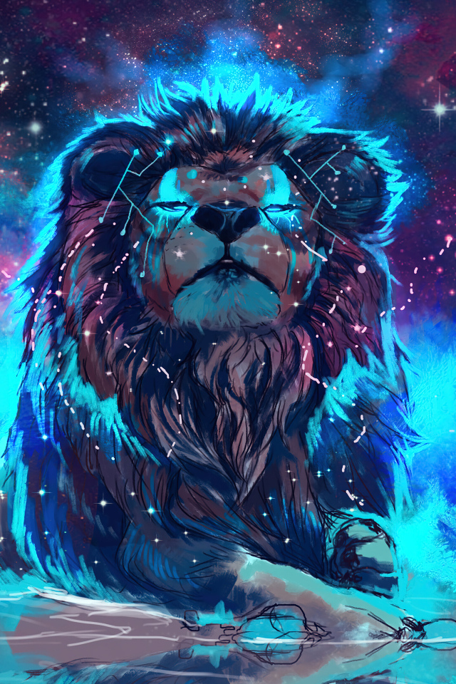 Нарисованный лев на фоне неба