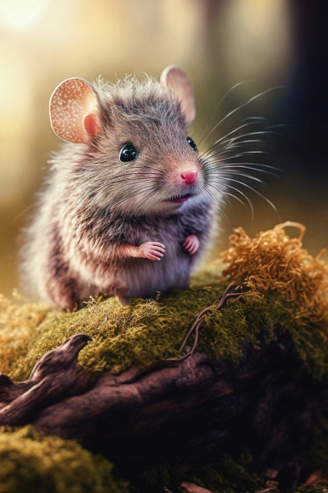 Маленькая мышь в лесу 