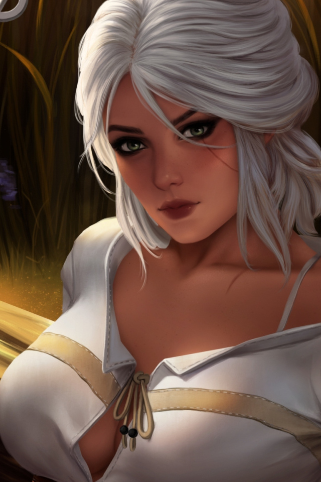 Нарисованная светловолосая девушка воин с мечом