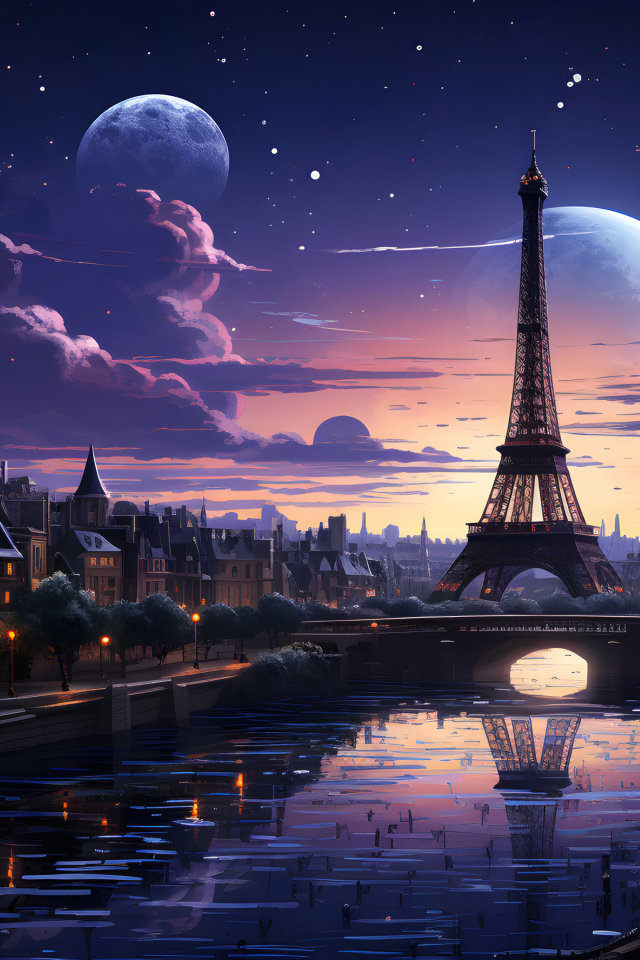 Нарисованный вид на Париж