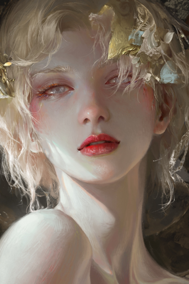 Красивая фантастическая девушка блондинка с голубыми глазами
