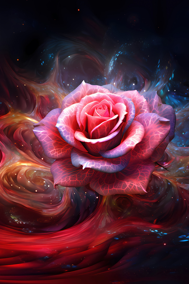 Красивая розовая роза на фантастическом фоне