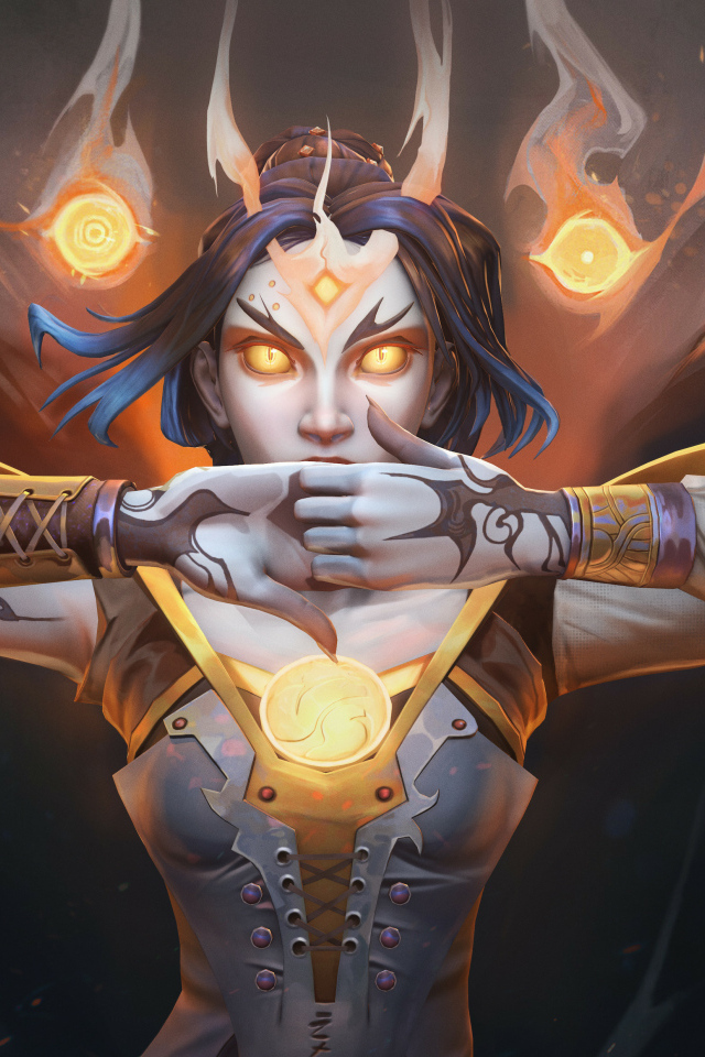 Фантастическая девушка демон на черном фоне