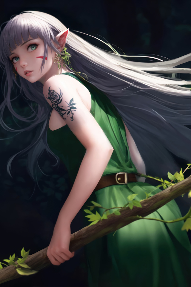 Фантастическая девушка эльф в лесу