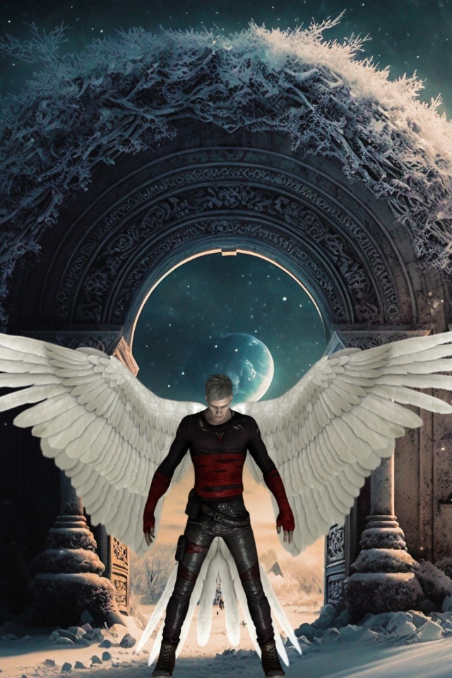 Фантастический мужчина с крыльями ангела