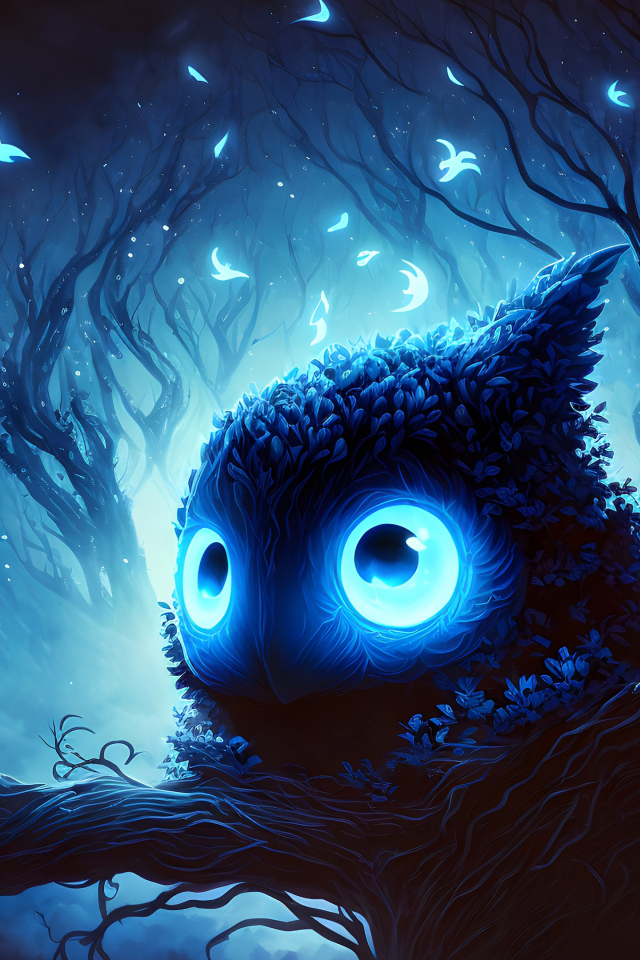 Фантастическое существо в ветках дерева