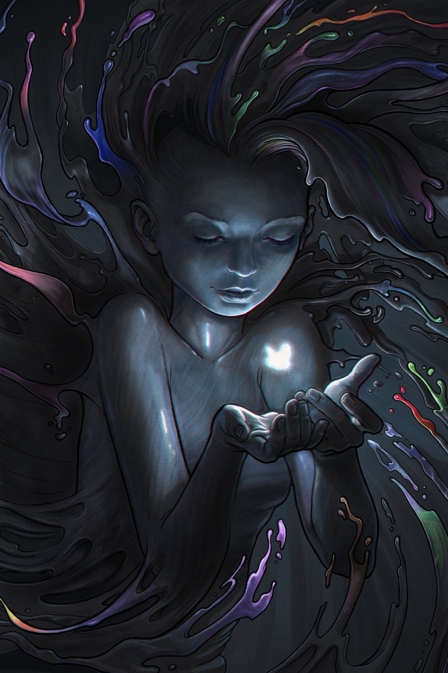 Фантастическая девушка в каплях краски