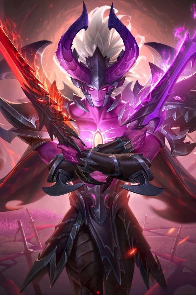 Фантастический воин с мечами