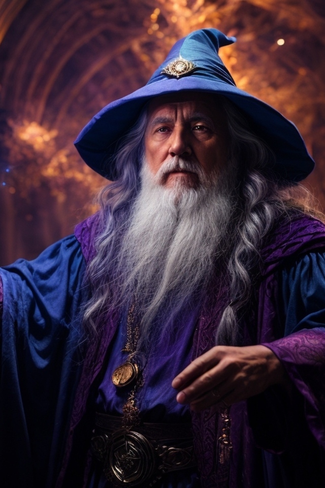Мужчина волшебник с магической палкой