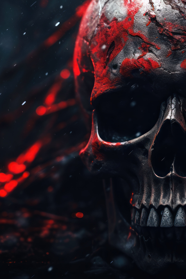 Стальной череп в красной краске