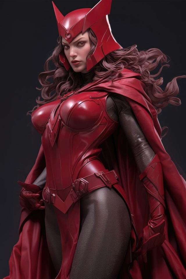 Девушка супергерой в красном костюме