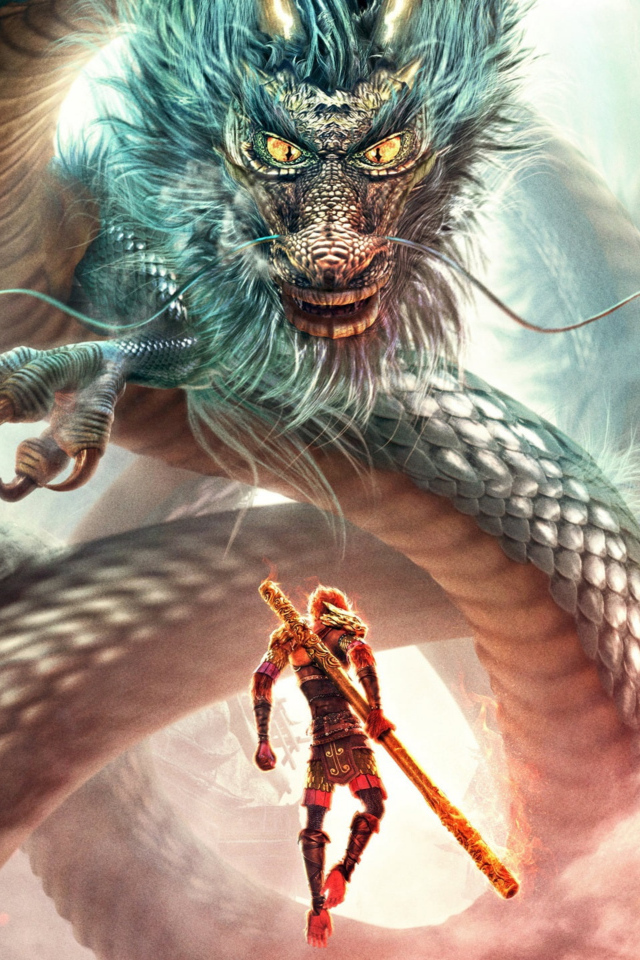 Воин сражается с драконом