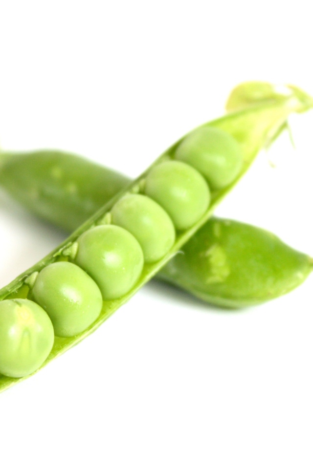 Зеленый горох на белом фоне