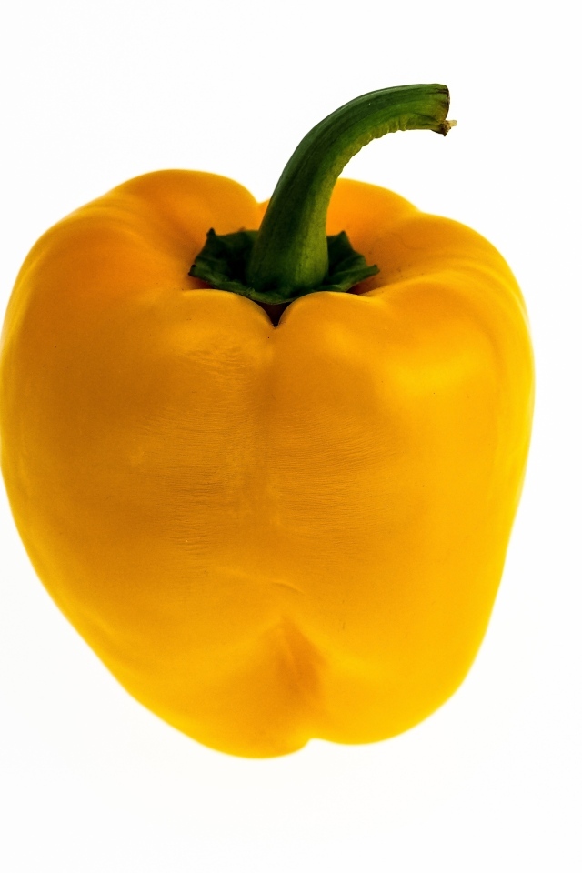 Большой желтый болгарский перец на белом фоне