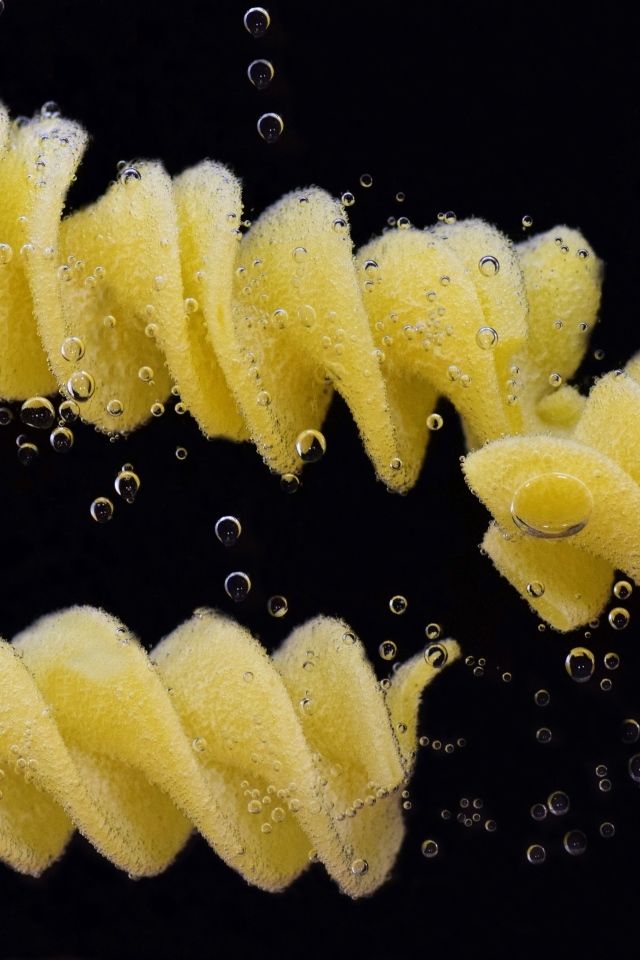 Макароны в воде на черном фоне