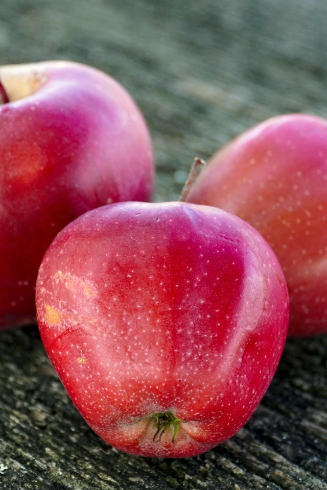 Три больших спелых красных яблока