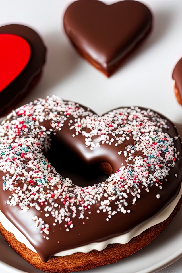 Красивое сладкое печенье в шоколаде в форме сердца