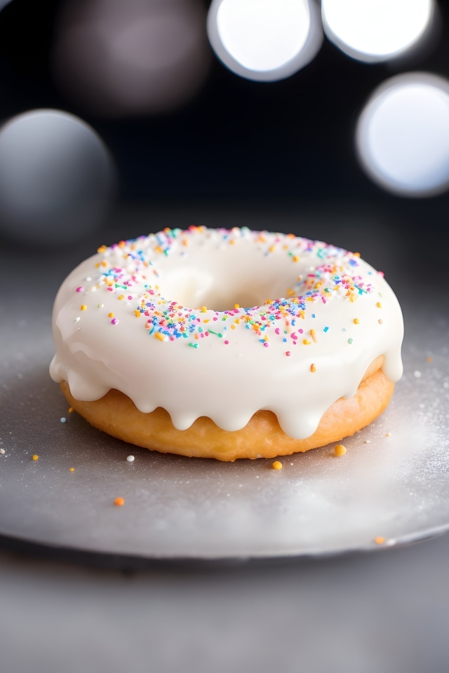 Пончик со сладкой глазурью на тарелке