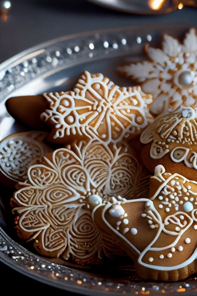 Праздничное печенье с глазурью на столе