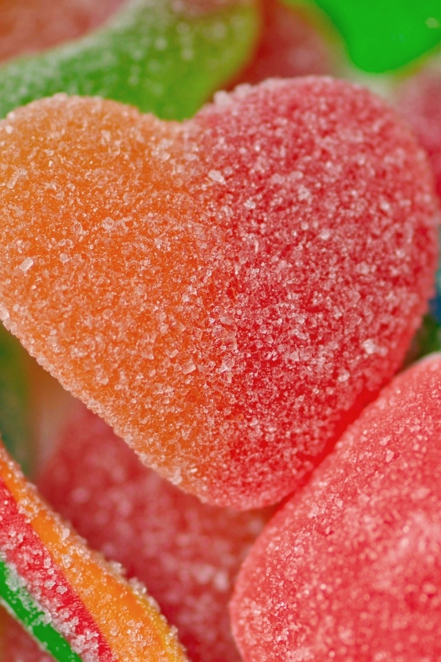 Мармелад в форме сердца в сахаре