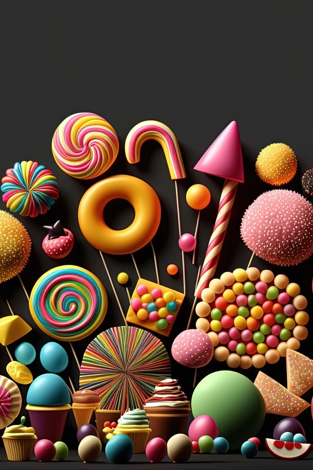 Разноцветные красивые конфеты на черном фоне
