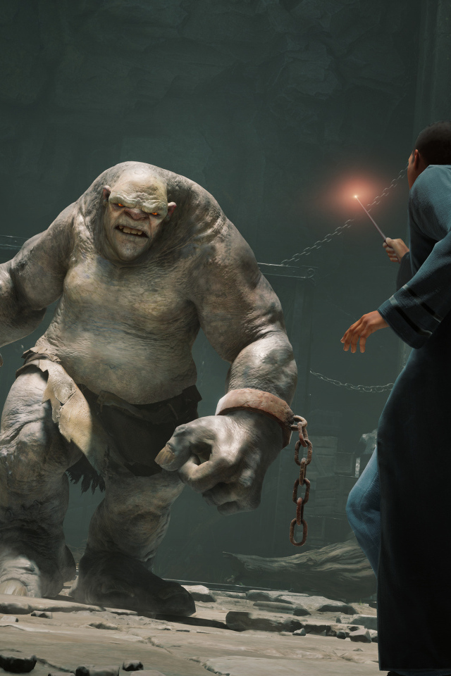 Битва с троллем в компьютерной игре Hogwarts Legacy