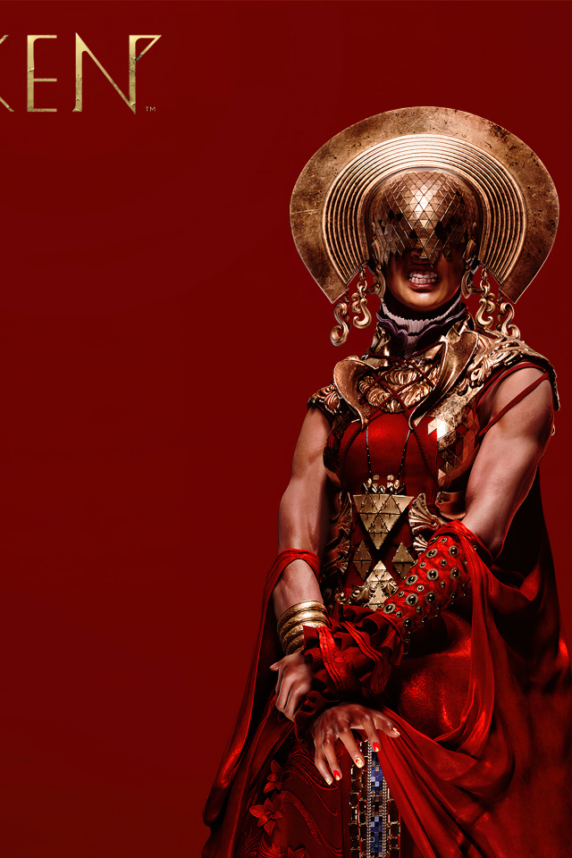 Персонаж компьютерной игры Forspoken на красном фоне