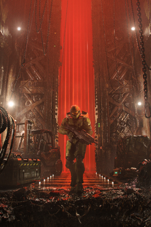 Персонаж компьютерной игры Master Chief в городе