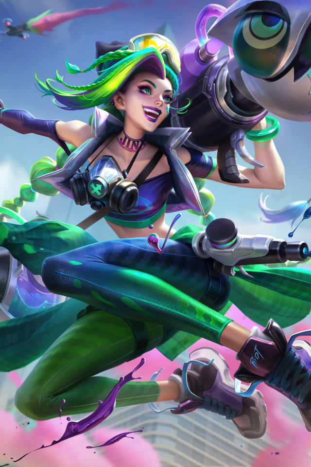 Девушка 3д стреляет красками