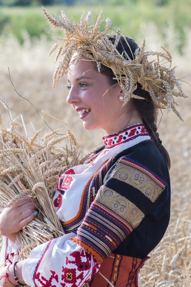 Красивая девушка на поле с пшеницей