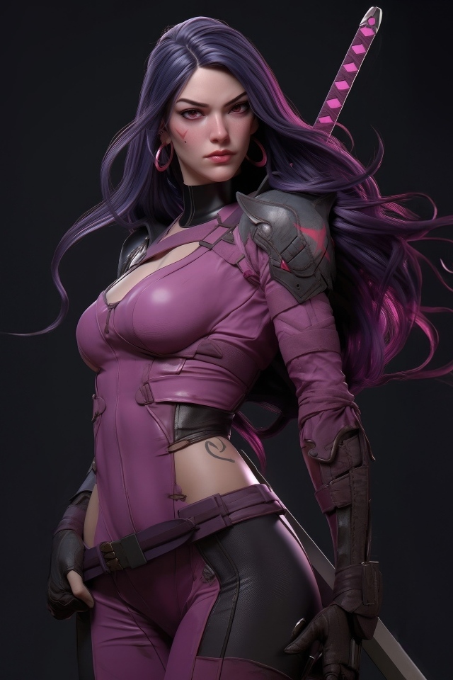 Красивая девушка воин в костюме с мечом