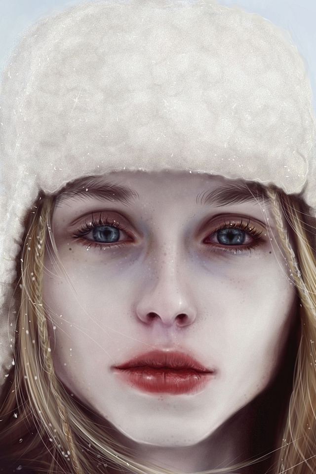 Грустная голубоглазая девушка в шапке