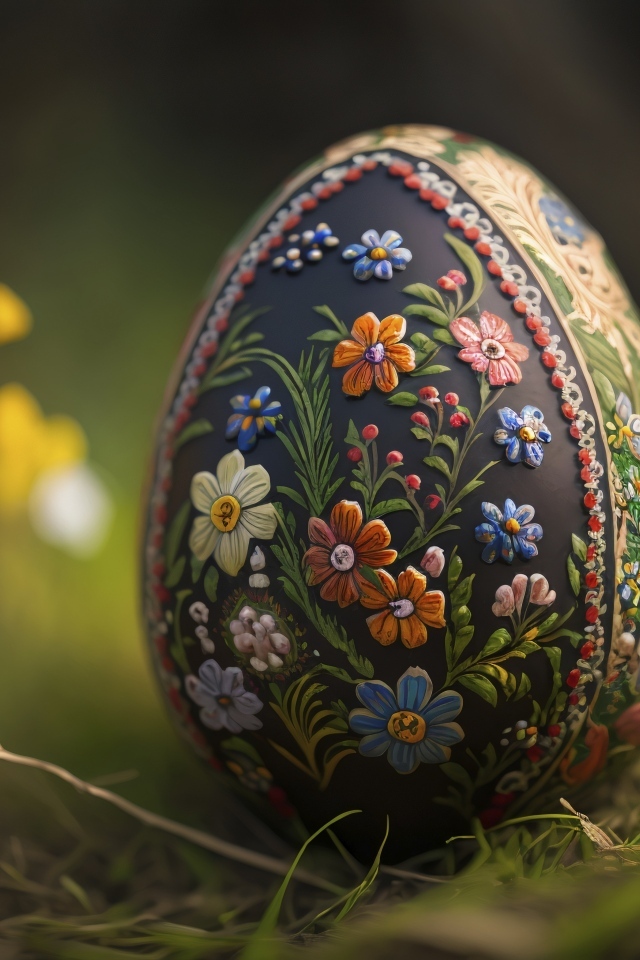 Красивое большое яйцо с рисунком на праздник Пасха