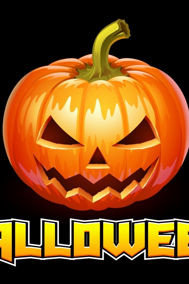 Зловещая тыква на черном фоне на Хэллоуин