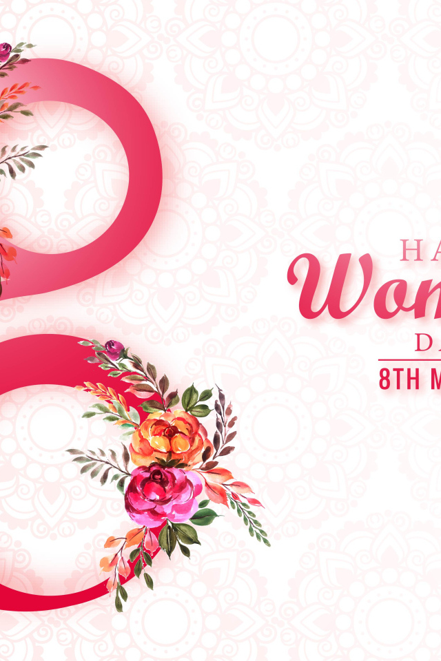 Красивая цифра 8 с цветами на международный женский день